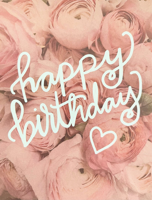 Pink Floral Happy Birthday Card